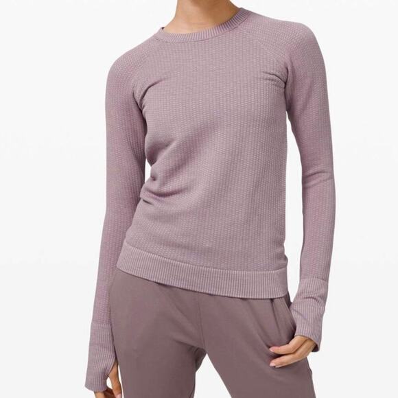 Lululemon Rest Less Pullover Sweatshirt Ribbed Seamless Thumbholes Purple Size 4 - Picture 1 of 11